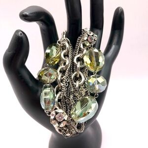 Simply Vera Silver-Tone and Green Beaded Bracelet